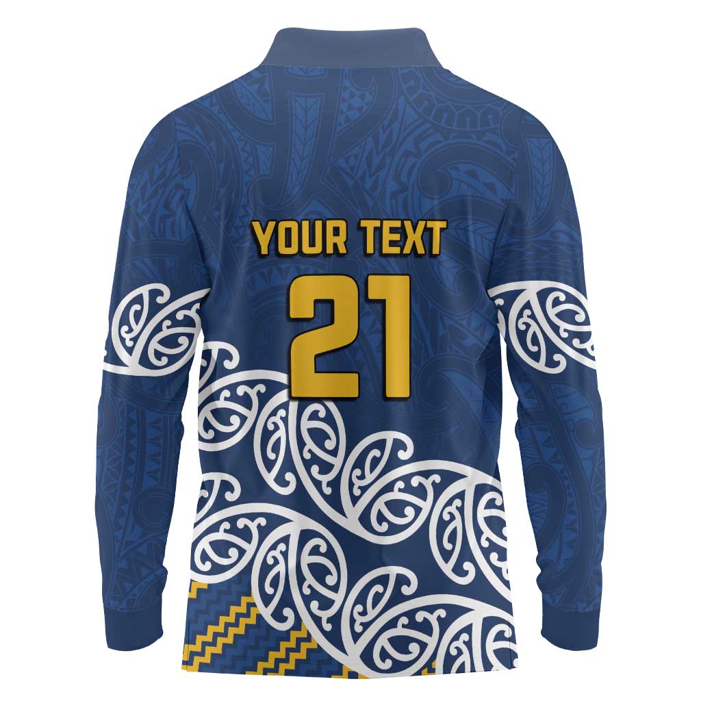 New Zealand Rugby Pacific Custom Long Sleeve Polo Shirt Kahupeka Maori Kowhaiwhai Pattern LT9 - Polynesian Pride