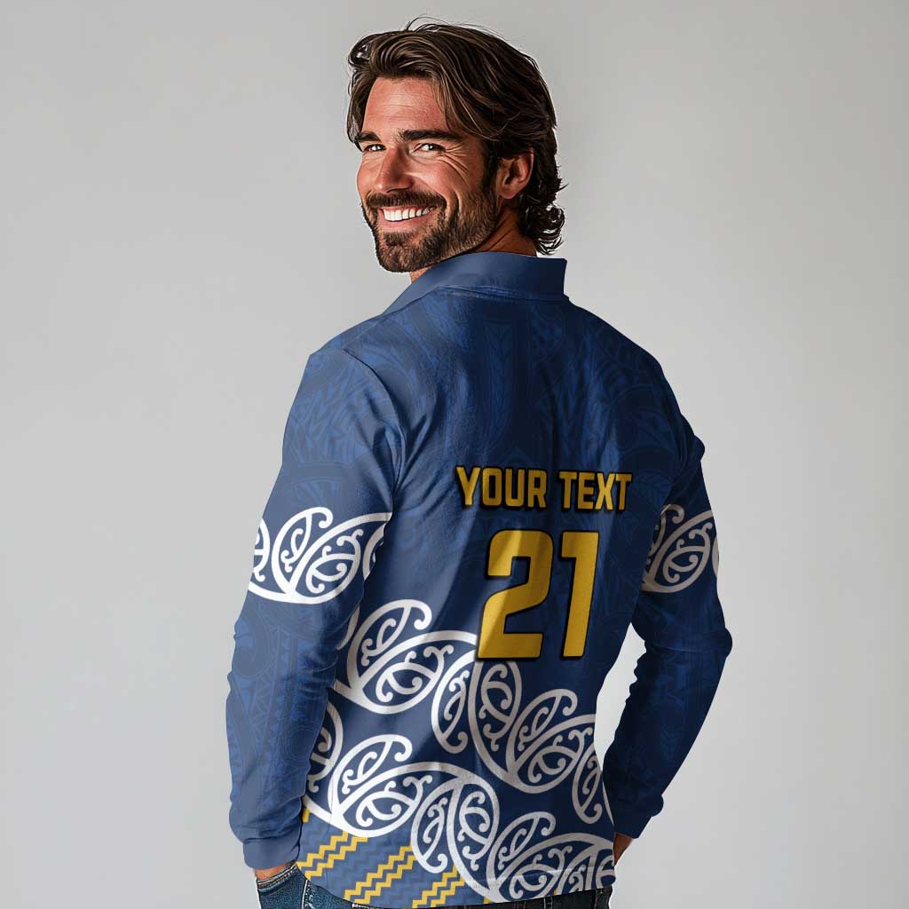New Zealand Rugby Pacific Custom Long Sleeve Polo Shirt Kahupeka Maori Kowhaiwhai Pattern LT9 - Polynesian Pride