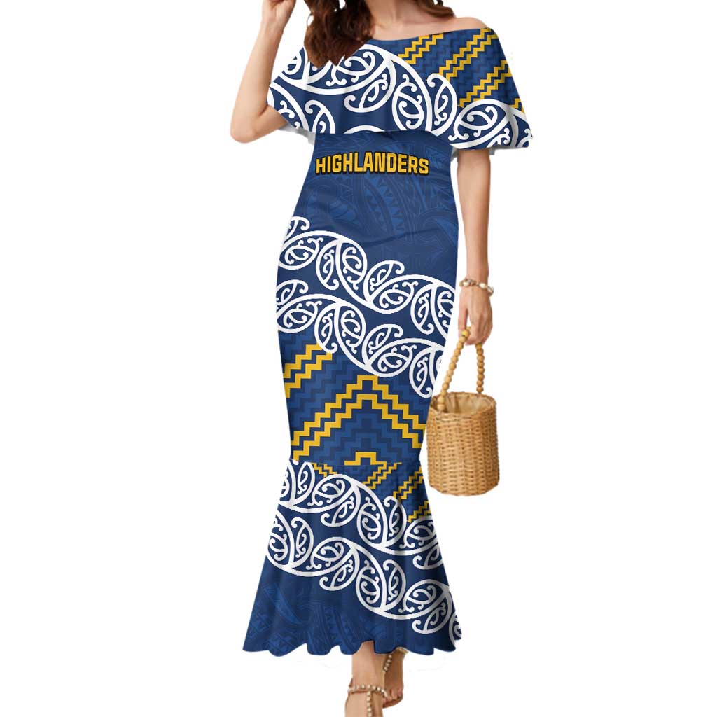 New Zealand Rugby Pacific Custom Mermaid Dress Kahupeka Maori Kowhaiwhai Pattern LT9 Women Blue - Polynesian Pride