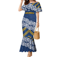 New Zealand Rugby Pacific Custom Mermaid Dress Kahupeka Maori Kowhaiwhai Pattern LT9 Women Blue - Polynesian Pride