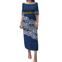 New Zealand Rugby Pacific Custom Puletasi Kahupeka Maori Kowhaiwhai Pattern LT9 Long Dress Blue - Polynesian Pride