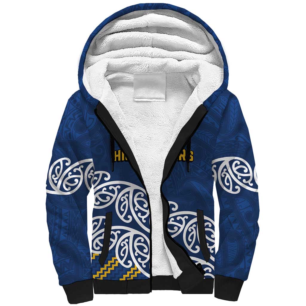 New Zealand Rugby Pacific Custom Sherpa Hoodie Kahupeka Maori Kowhaiwhai Pattern LT9 Unisex Blue - Polynesian Pride