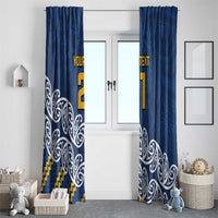 New Zealand Rugby Pacific Custom Window Curtain Kahupeka Maori Kowhaiwhai Pattern