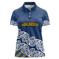 New Zealand Rugby Pacific Custom Women Polo Shirt Kahupeka Maori Kowhaiwhai Pattern LT9 Female Blue - Polynesian Pride