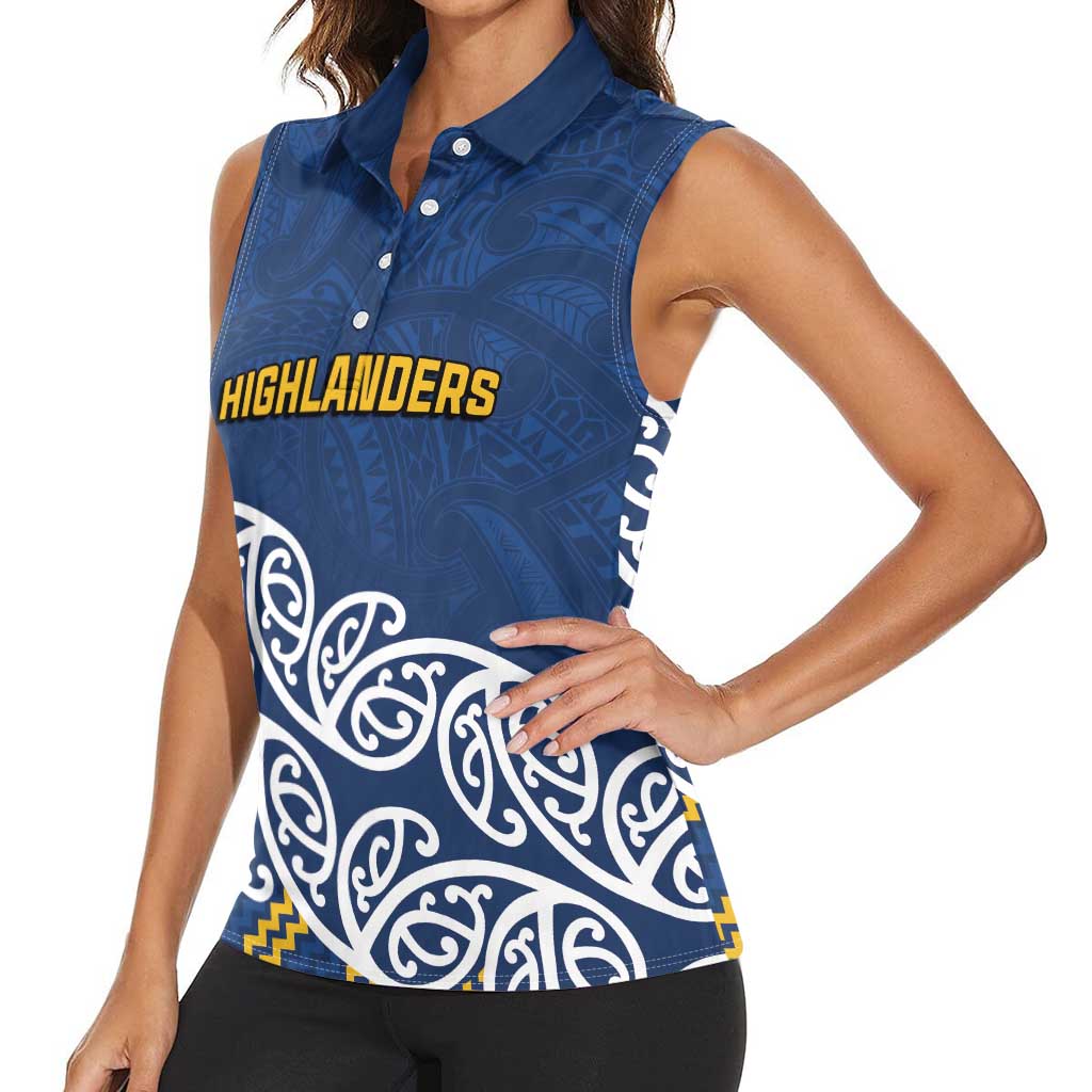 New Zealand Rugby Pacific Custom Women Sleeveless Polo Shirt Kahupeka Maori Kowhaiwhai Pattern LT9 - Polynesian Pride