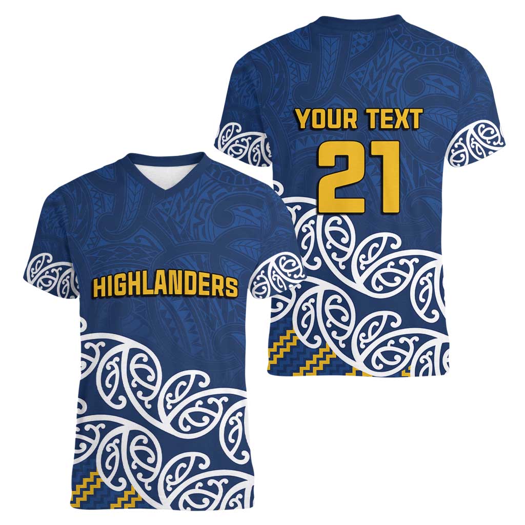 New Zealand Rugby Pacific Custom Women V-Neck T-Shirt Kahupeka Maori Kowhaiwhai Pattern LT9 - Polynesian Pride