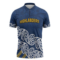 New Zealand Rugby Pacific Custom Zipper Polo Shirt Kahupeka Maori Kowhaiwhai Pattern LT9 Blue - Polynesian Pride