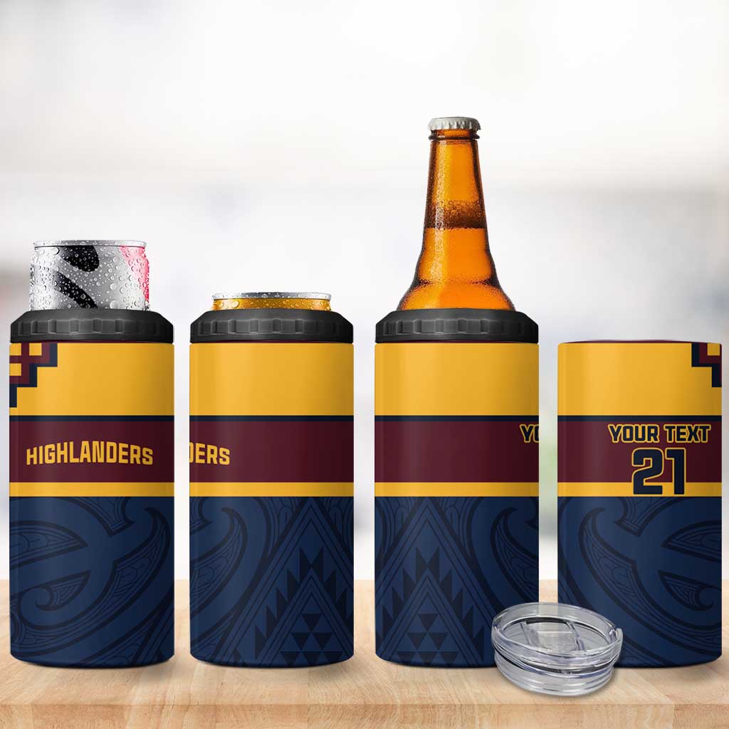 New Zealand Rugby Pacific Custom 4 in 1 Can Cooler Tumbler Kahupeka Retro 2025 Taniko Motif LT9 - Polynesian Pride
