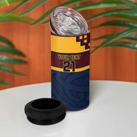 New Zealand Rugby Pacific Custom 4 in 1 Can Cooler Tumbler Kahupeka Retro 2025 Taniko Motif LT9 - Polynesian Pride