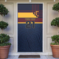 New Zealand Rugby Pacific Custom Door Cover Kahupeka Retro 2025 Taniko Motif LT9 Blue - Polynesian Pride