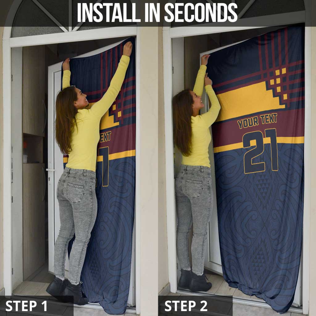 New Zealand Rugby Pacific Custom Door Cover Kahupeka Retro 2025 Taniko Motif LT9 - Polynesian Pride