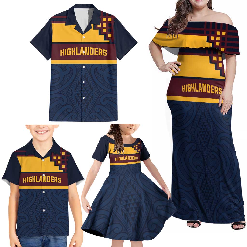 New Zealand Rugby Pacific Custom Family Matching Off Shoulder Maxi Dress and Hawaiian Shirt Kahupeka Retro 2025 Taniko Motif LT9 - Polynesian Pride