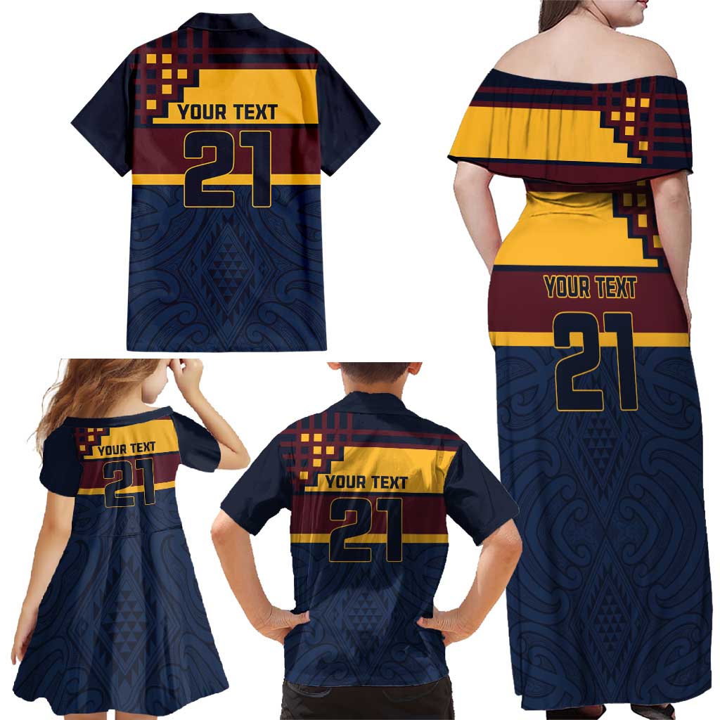 New Zealand Rugby Pacific Custom Family Matching Off Shoulder Maxi Dress and Hawaiian Shirt Kahupeka Retro 2025 Taniko Motif LT9 - Polynesian Pride