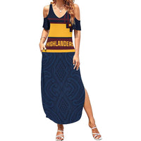 New Zealand Rugby Pacific Custom Family Matching Summer Maxi Dress and Hawaiian Shirt Kahupeka Retro 2025 Taniko Motif LT9 Mom's Dress Blue - Polynesian Pride