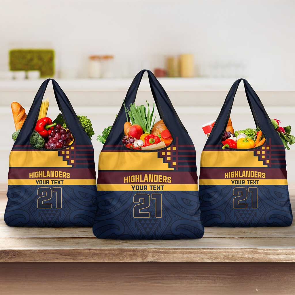 New Zealand Rugby Pacific Custom Grocery Bag Kahupeka Retro 2025 Taniko Motif LT9 3-pack One Size Blue - Polynesian Pride