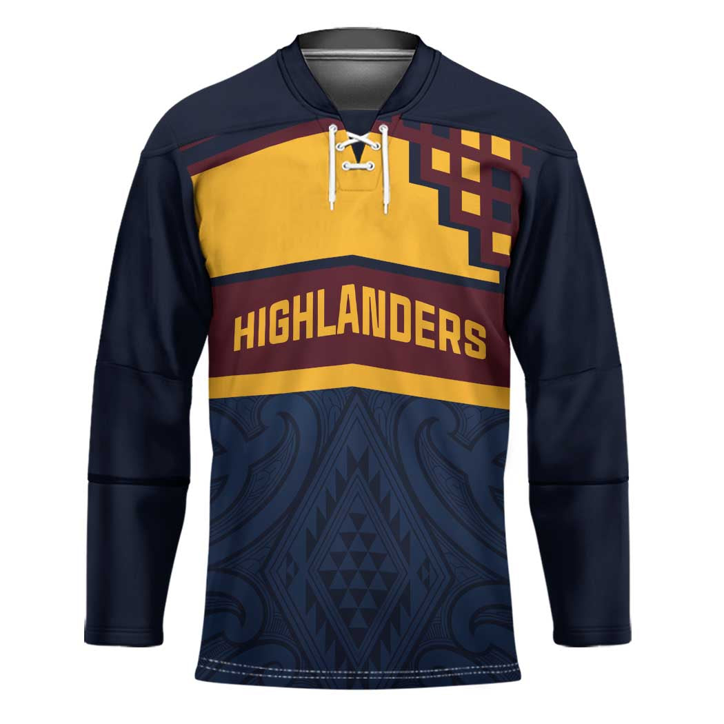 New Zealand Rugby Pacific Custom Hockey Jersey Kahupeka Retro 2025 Taniko Motif LT9 Unisex Blue - Polynesian Pride