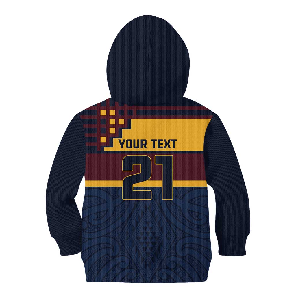 New Zealand Rugby Pacific Custom Kid Hoodie Kahupeka Retro 2025 Taniko Motif LT9 - Polynesian Pride