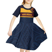 New Zealand Rugby Pacific Custom Kid Short Sleeve Dress Kahupeka Retro 2025 Taniko Motif LT9 - Polynesian Pride