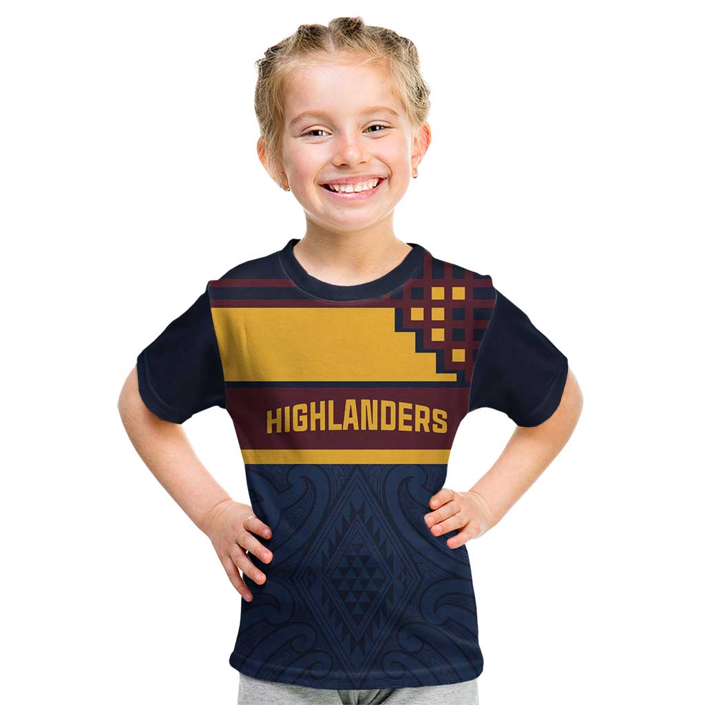 New Zealand Rugby Pacific Custom Kid T Shirt Kahupeka Retro 2025 Taniko Motif LT9 Blue - Polynesian Pride
