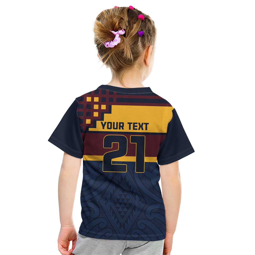 New Zealand Rugby Pacific Custom Kid T Shirt Kahupeka Retro 2025 Taniko Motif LT9 - Polynesian Pride