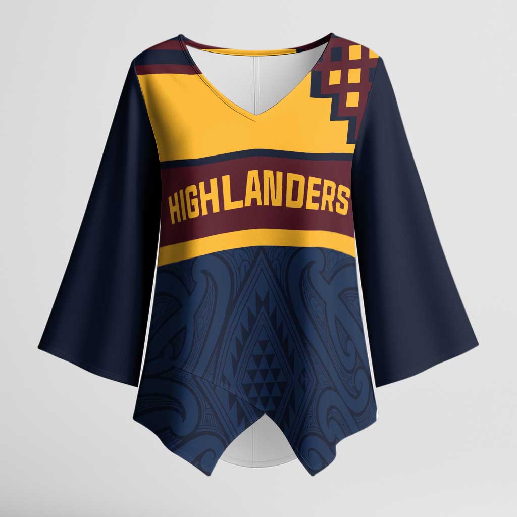New Zealand Rugby Pacific Custom Kimono Sleeve Blouse Kahupeka Retro 2025 Taniko Motif LT9 Female Blue - Polynesian Pride