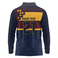 New Zealand Rugby Pacific Custom Long Sleeve Polo Shirt Kahupeka Retro 2025 Taniko Motif LT9 - Polynesian Pride