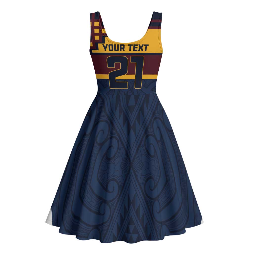 New Zealand Rugby Pacific Custom Midi Dress Kahupeka Retro 2025 Taniko Motif LT9 - Polynesian Pride