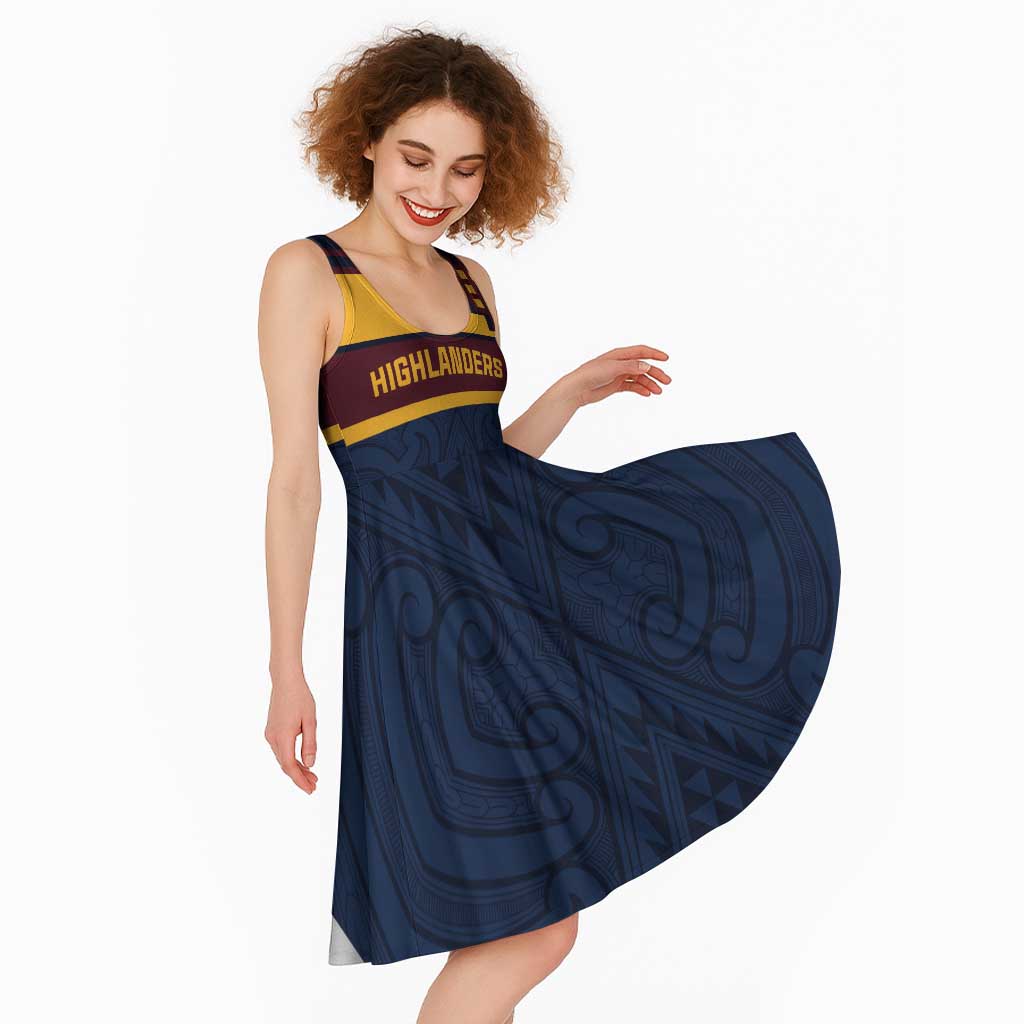 New Zealand Rugby Pacific Custom Midi Dress Kahupeka Retro 2025 Taniko Motif LT9 - Polynesian Pride