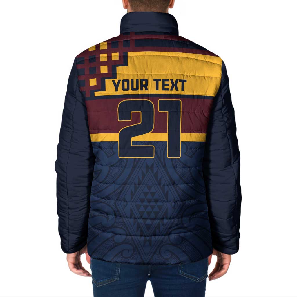 New Zealand Rugby Pacific Custom Padded Jacket Kahupeka Retro 2025 Taniko Motif - Polynesian Pride