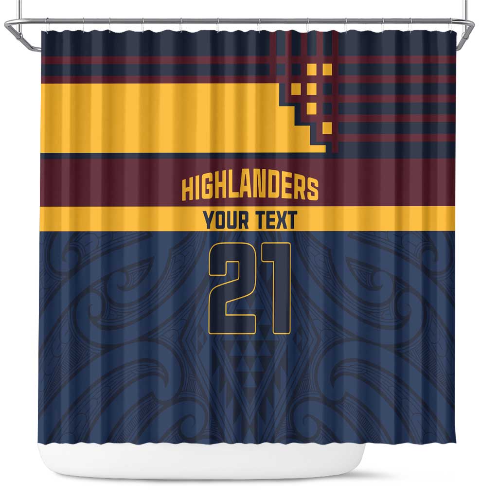 New Zealand Rugby Pacific Custom Shower Curtain Kahupeka Retro 2025 Taniko Motif LT9 Blue - Polynesian Pride