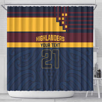New Zealand Rugby Pacific Custom Shower Curtain Kahupeka Retro 2025 Taniko Motif LT9 - Polynesian Pride