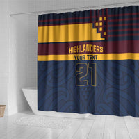 New Zealand Rugby Pacific Custom Shower Curtain Kahupeka Retro 2025 Taniko Motif LT9 - Polynesian Pride