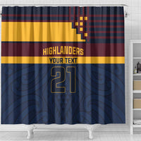 New Zealand Rugby Pacific Custom Shower Curtain Kahupeka Retro 2025 Taniko Motif LT9 - Polynesian Pride