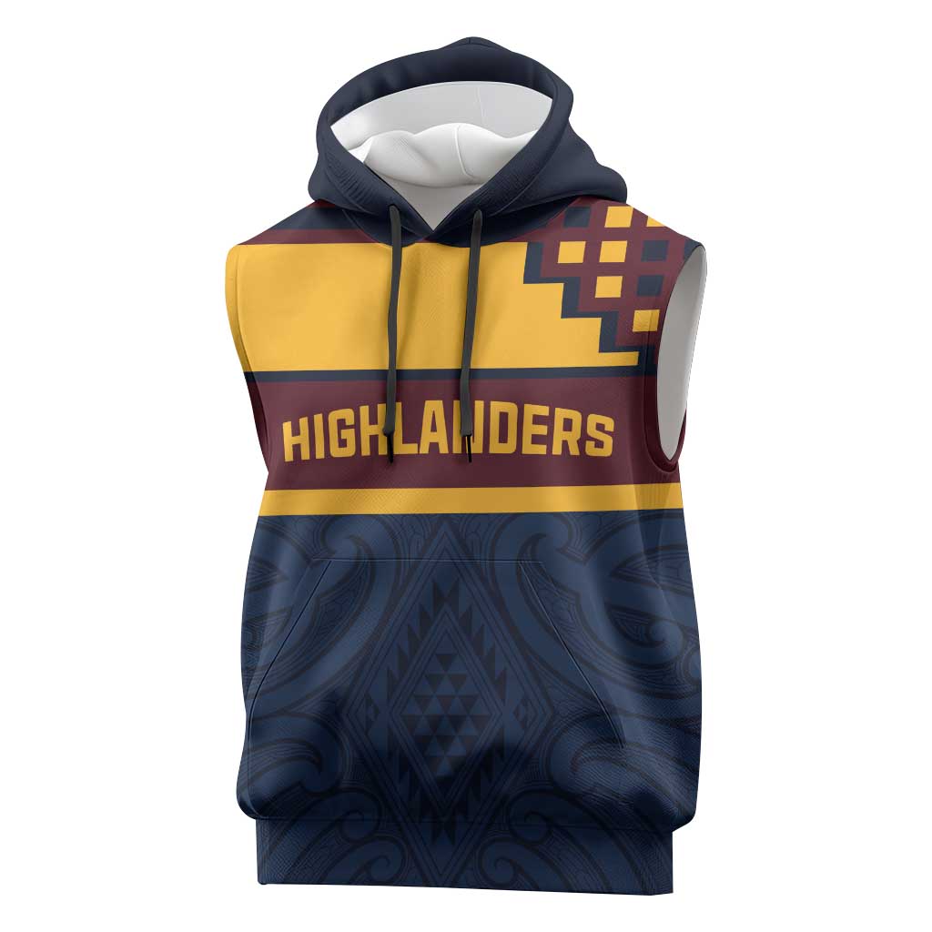 New Zealand Rugby Pacific Custom Sleeveless Hoodie Kahupeka Retro 2025 Taniko Motif - Polynesian Pride