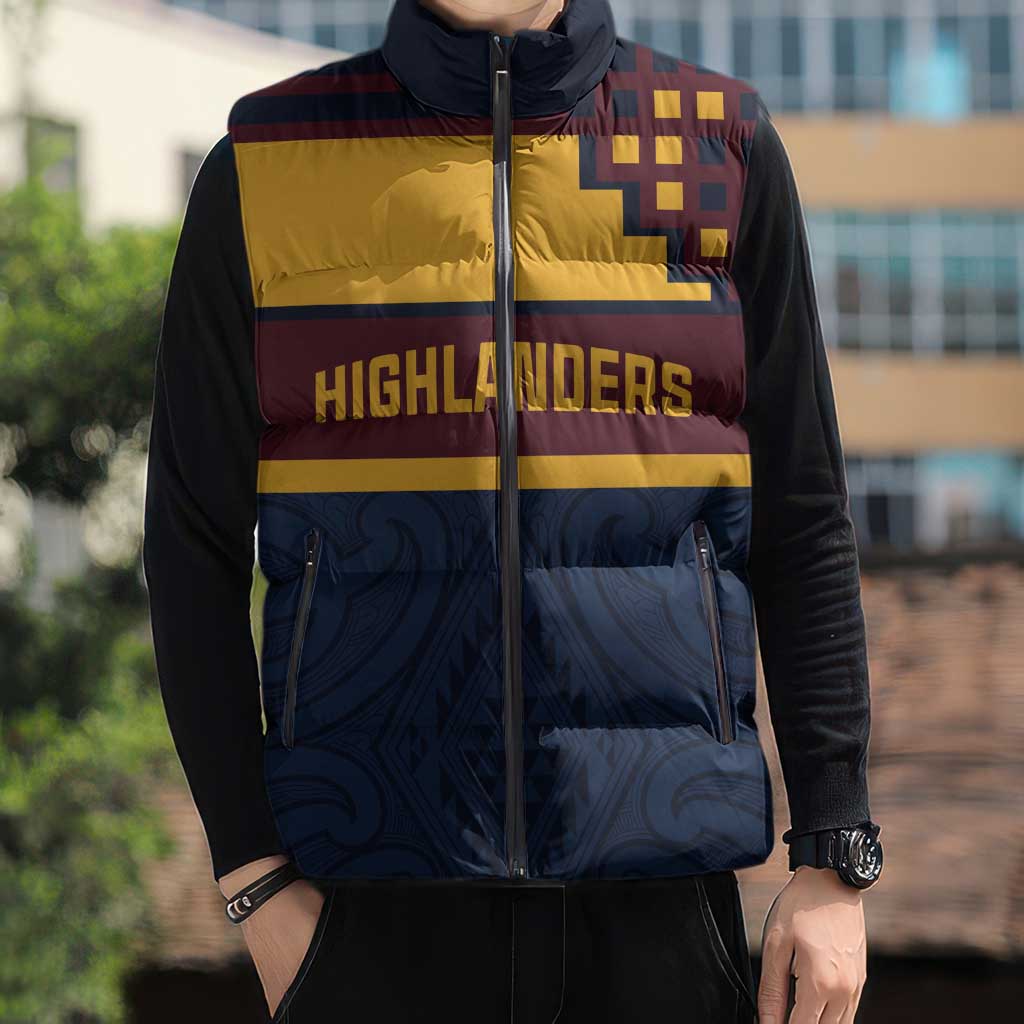 New Zealand Rugby Pacific Custom Sleeveless Puffer Jacket Kahupeka Retro 2025 Taniko Motif - Polynesian Pride