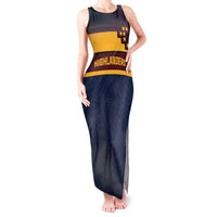 New Zealand Rugby Pacific Custom Tank Maxi Dress Kahupeka Retro 2025 Taniko Motif LT9 Women Blue - Polynesian Pride