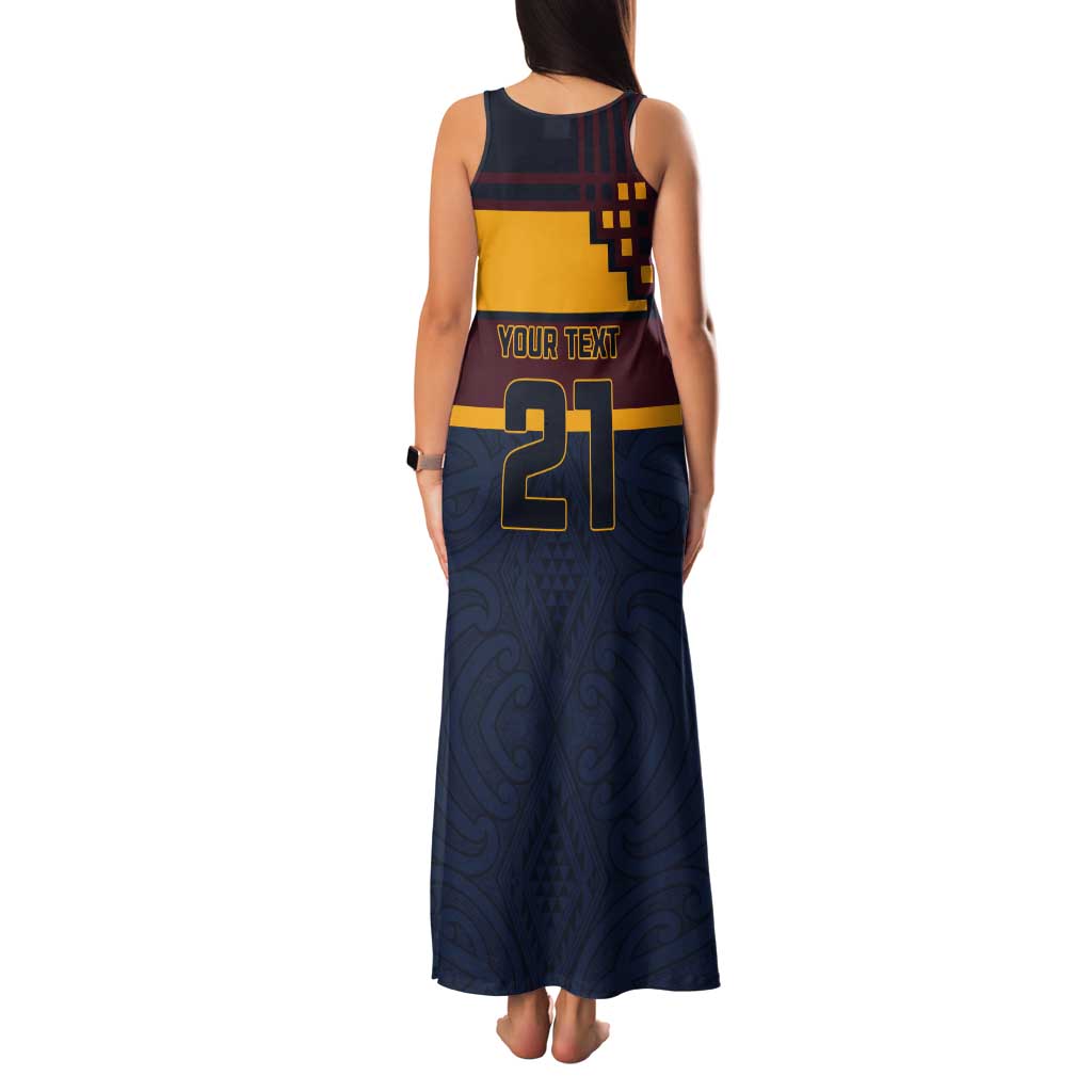 New Zealand Rugby Pacific Custom Tank Maxi Dress Kahupeka Retro 2025 Taniko Motif LT9 - Polynesian Pride