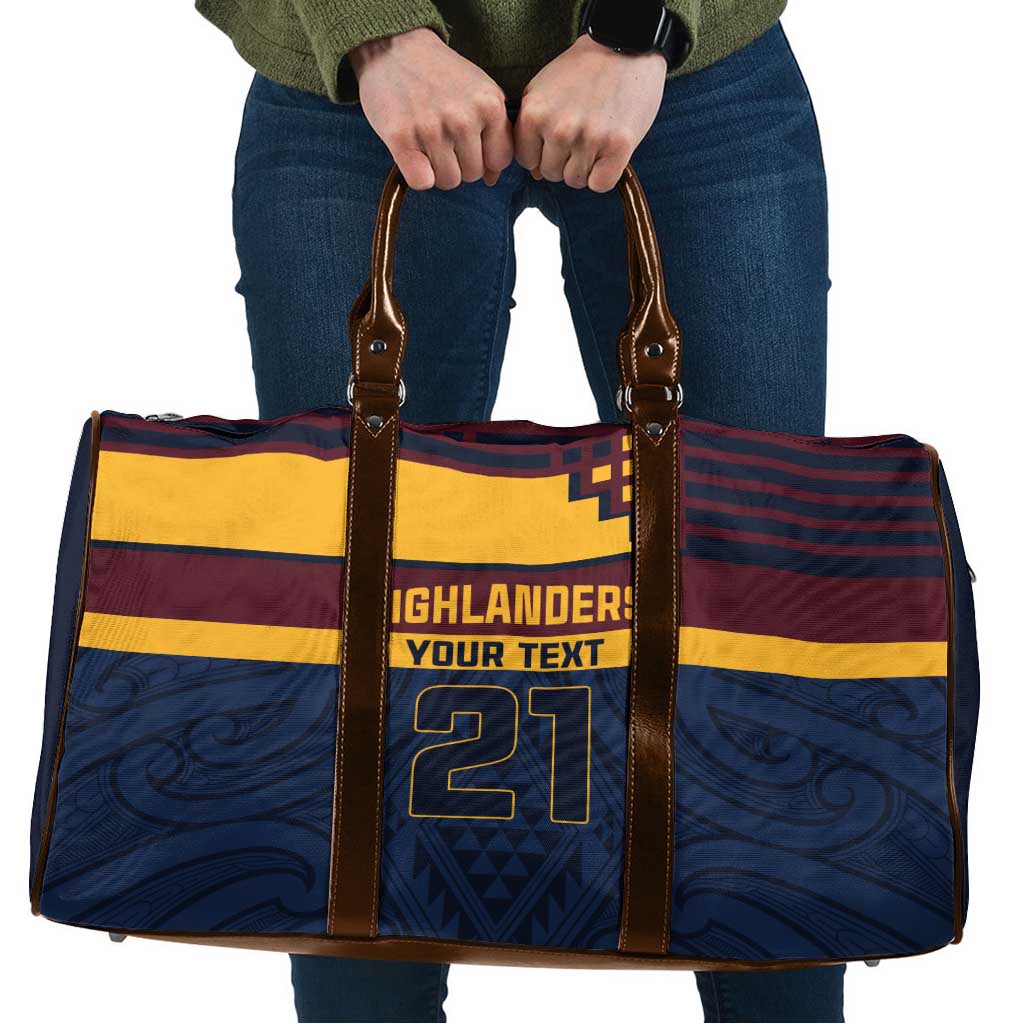 New Zealand Rugby Pacific Custom Travel Bag Kahupeka Retro 2025 Taniko Motif LT9 Blue - Polynesian Pride