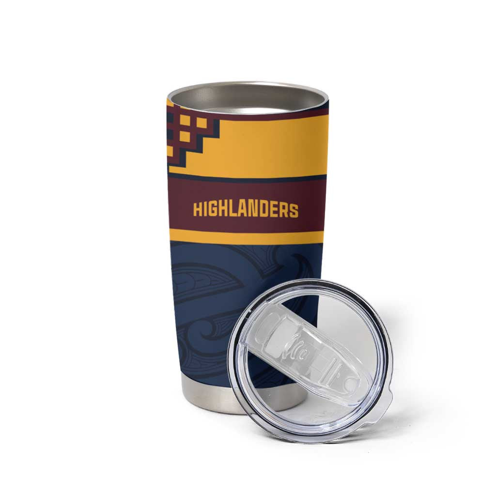New Zealand Rugby Pacific Custom Tumbler Cup Kahupeka Retro 2025 Taniko Motif LT9 - Polynesian Pride