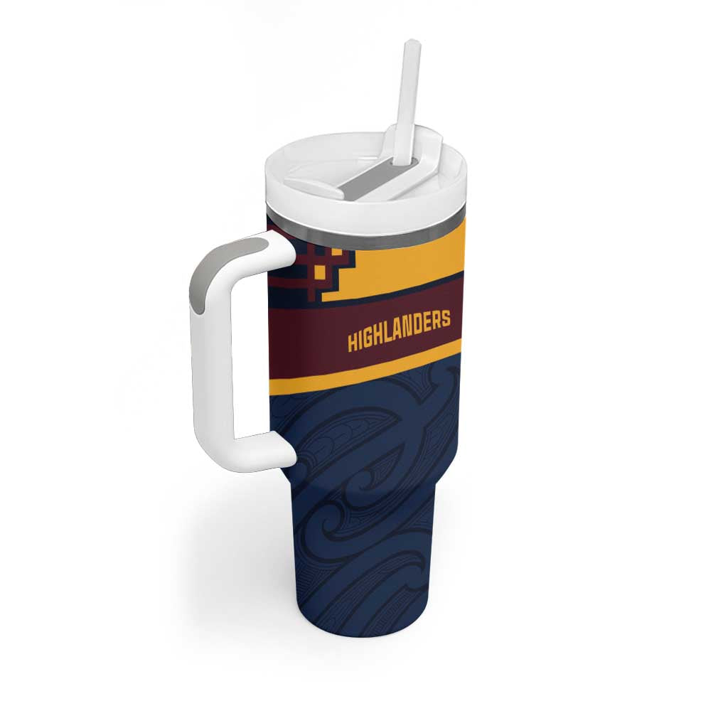New Zealand Rugby Pacific Custom Tumbler With Handle Kahupeka Retro 2025 Taniko Motif LT9 - Polynesian Pride