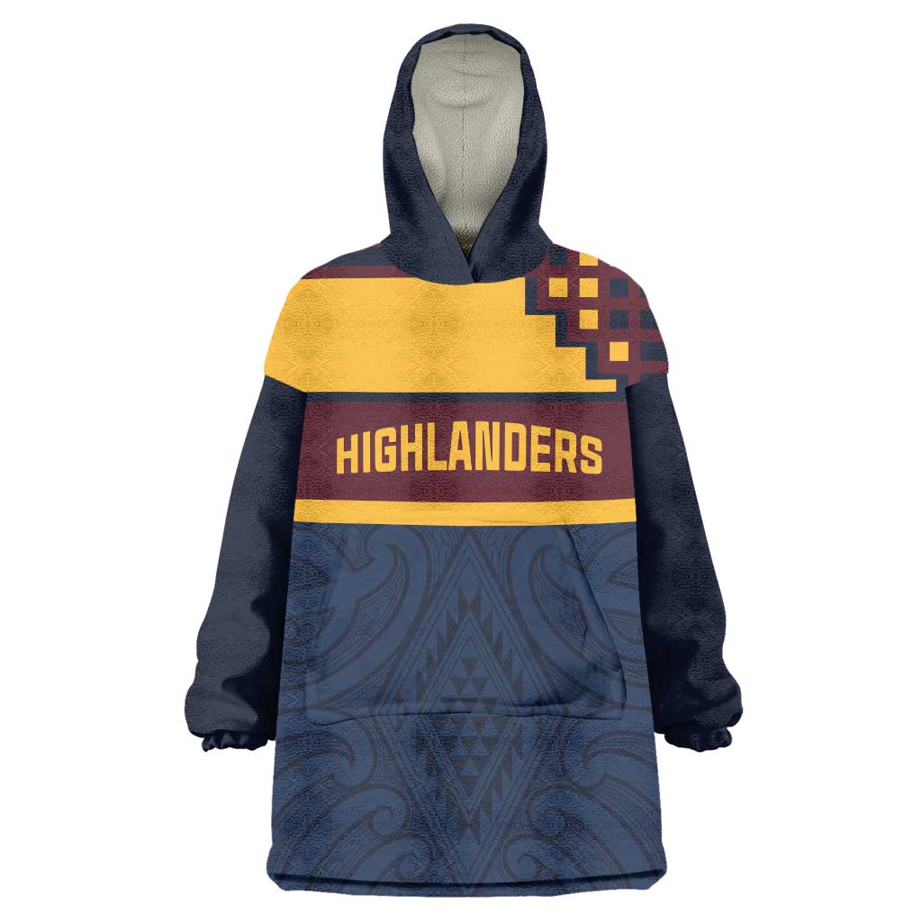 New Zealand Rugby Pacific Custom Wearable Blanket Hoodie Kahupeka Retro 2025 Taniko Motif LT9 One Size Blue - Polynesian Pride