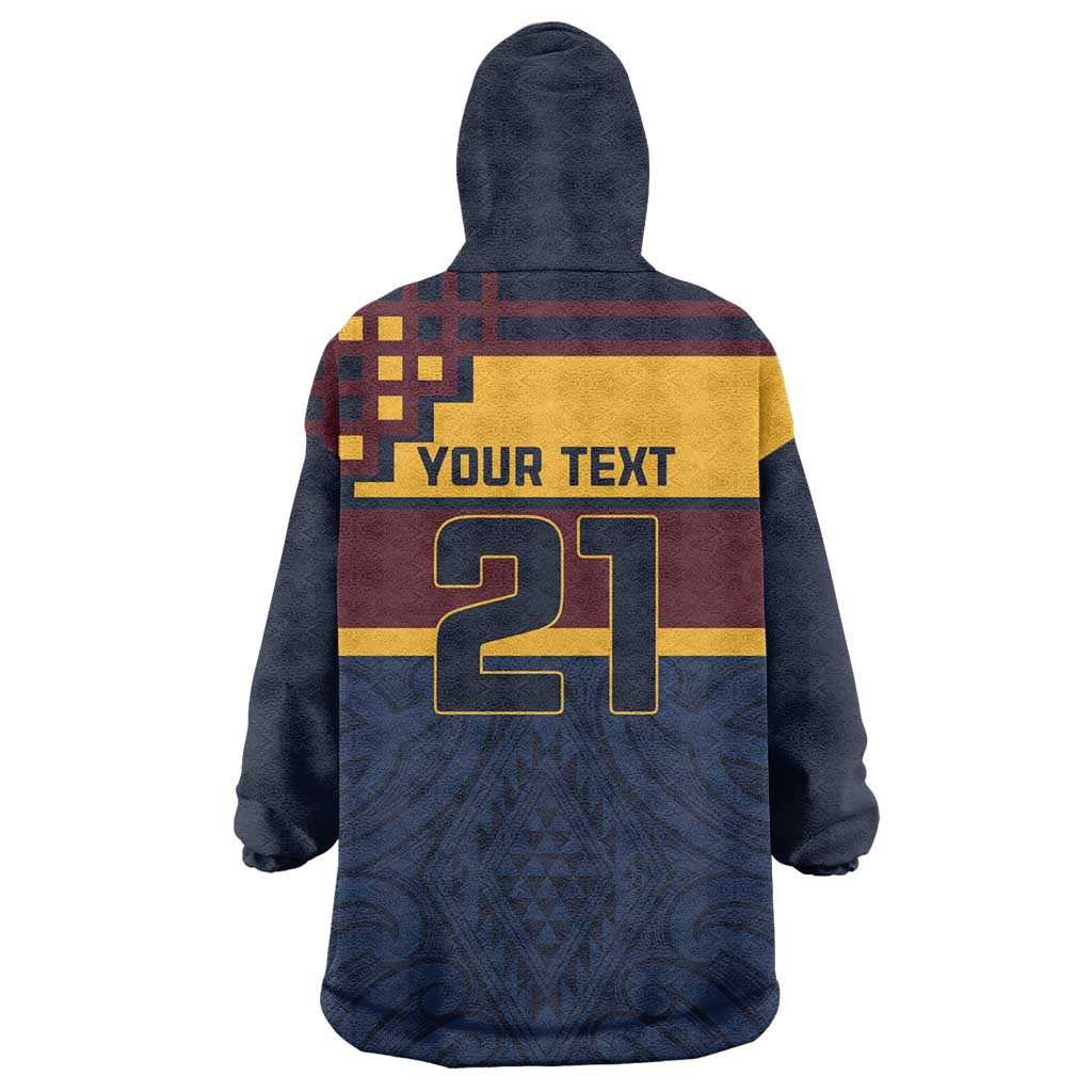New Zealand Rugby Pacific Custom Wearable Blanket Hoodie Kahupeka Retro 2025 Taniko Motif LT9 - Polynesian Pride