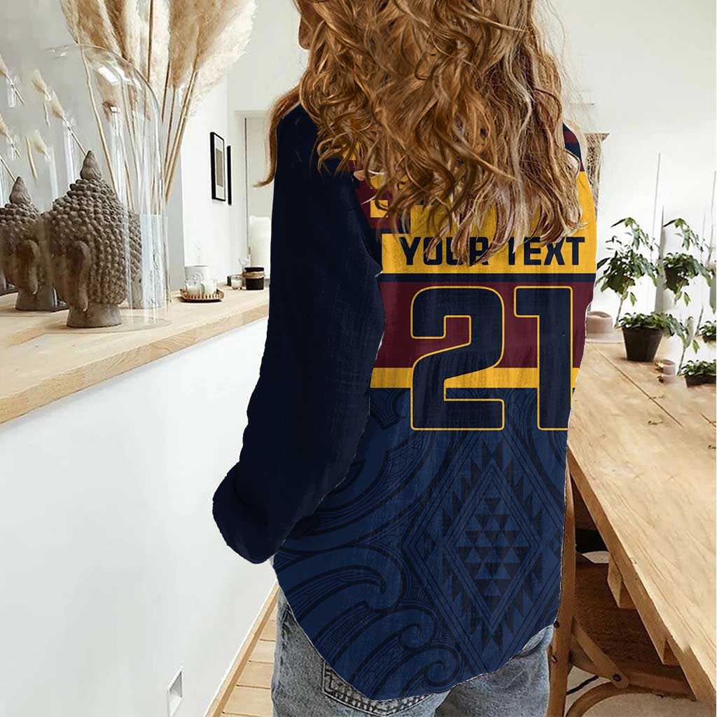 New Zealand Rugby Pacific Custom Women Casual Shirt Kahupeka Retro 2025 Taniko Motif