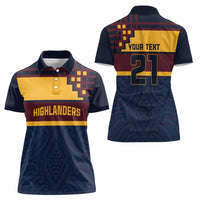 New Zealand Rugby Pacific Custom Women Polo Shirt Kahupeka Retro 2025 Taniko Motif LT9 - Polynesian Pride