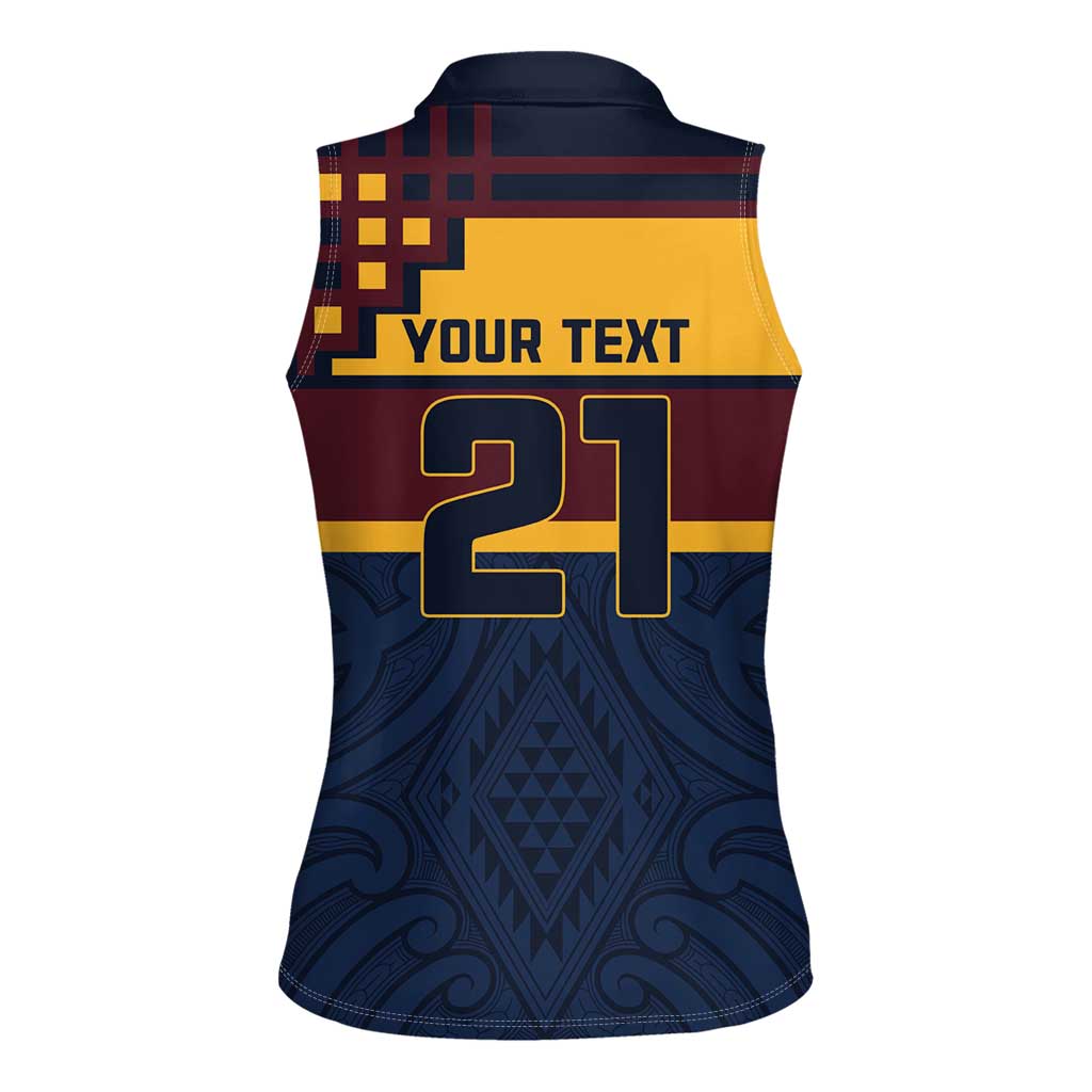 New Zealand Rugby Pacific Custom Women Sleeveless Polo Shirt Kahupeka Retro 2025 Taniko Motif LT9 - Polynesian Pride