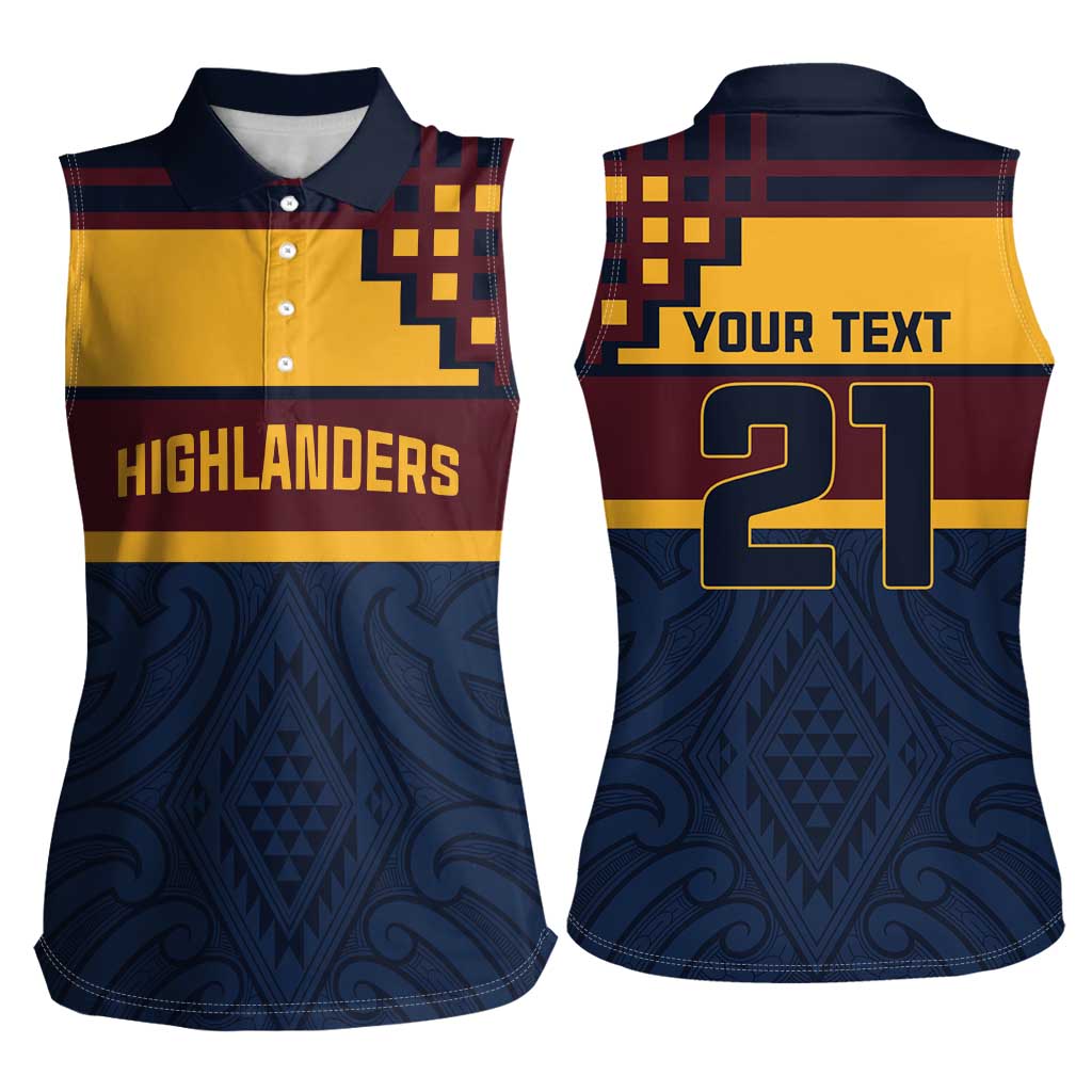 New Zealand Rugby Pacific Custom Women Sleeveless Polo Shirt Kahupeka Retro 2025 Taniko Motif LT9 - Polynesian Pride