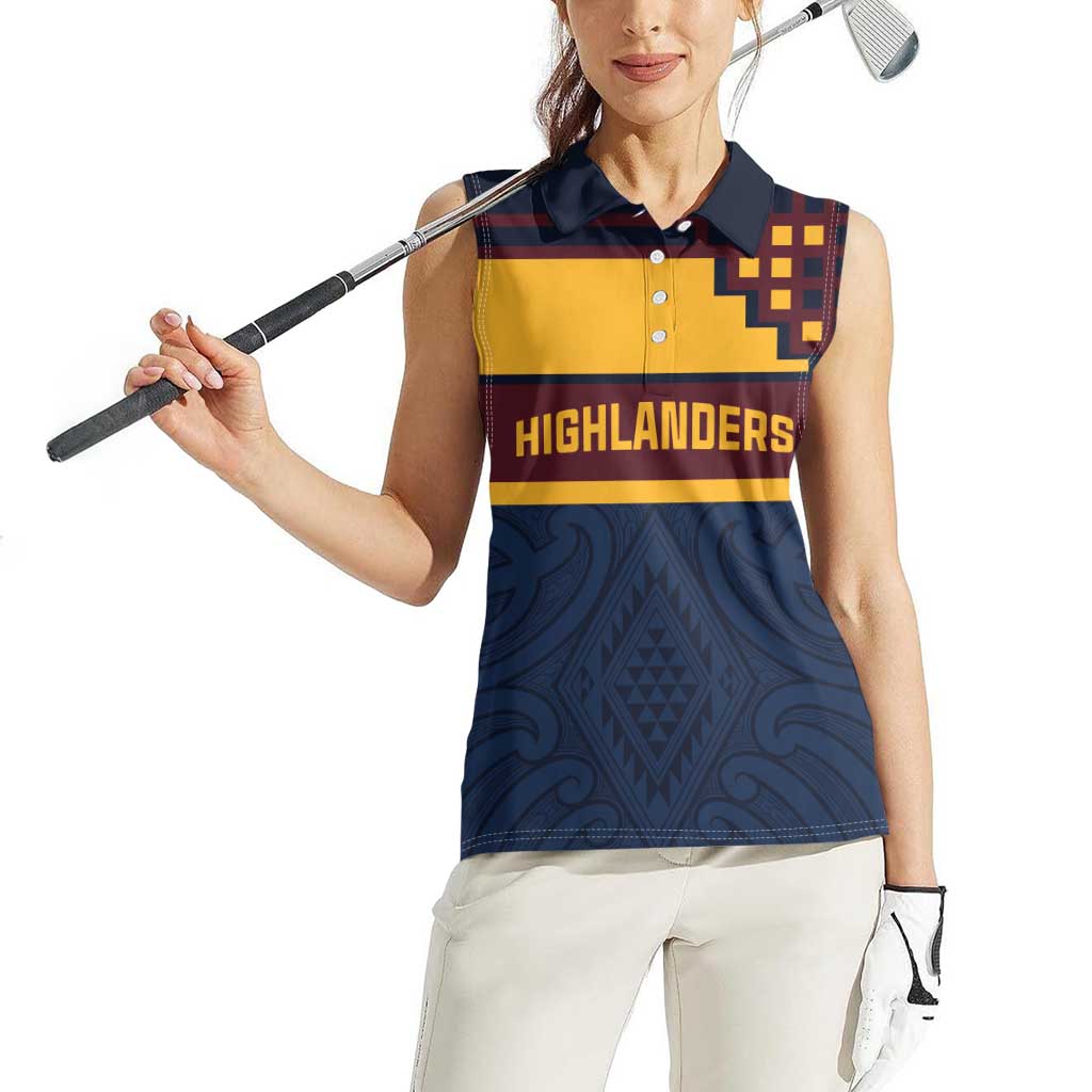 New Zealand Rugby Pacific Custom Women Sleeveless Polo Shirt Kahupeka Retro 2025 Taniko Motif LT9 - Polynesian Pride