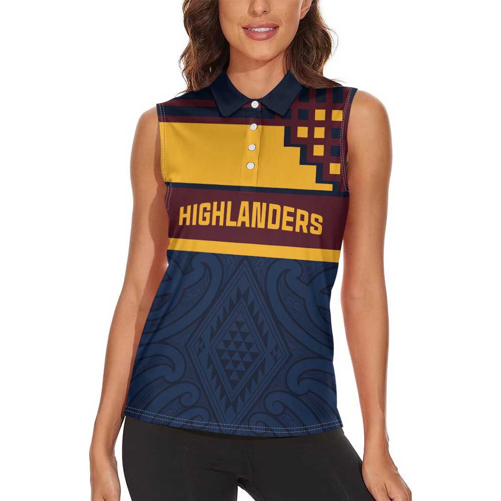 New Zealand Rugby Pacific Custom Women Sleeveless Polo Shirt Kahupeka Retro 2025 Taniko Motif LT9 - Polynesian Pride