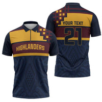 New Zealand Rugby Pacific Custom Zipper Polo Shirt Kahupeka Retro 2025 Taniko Motif LT9 - Polynesian Pride