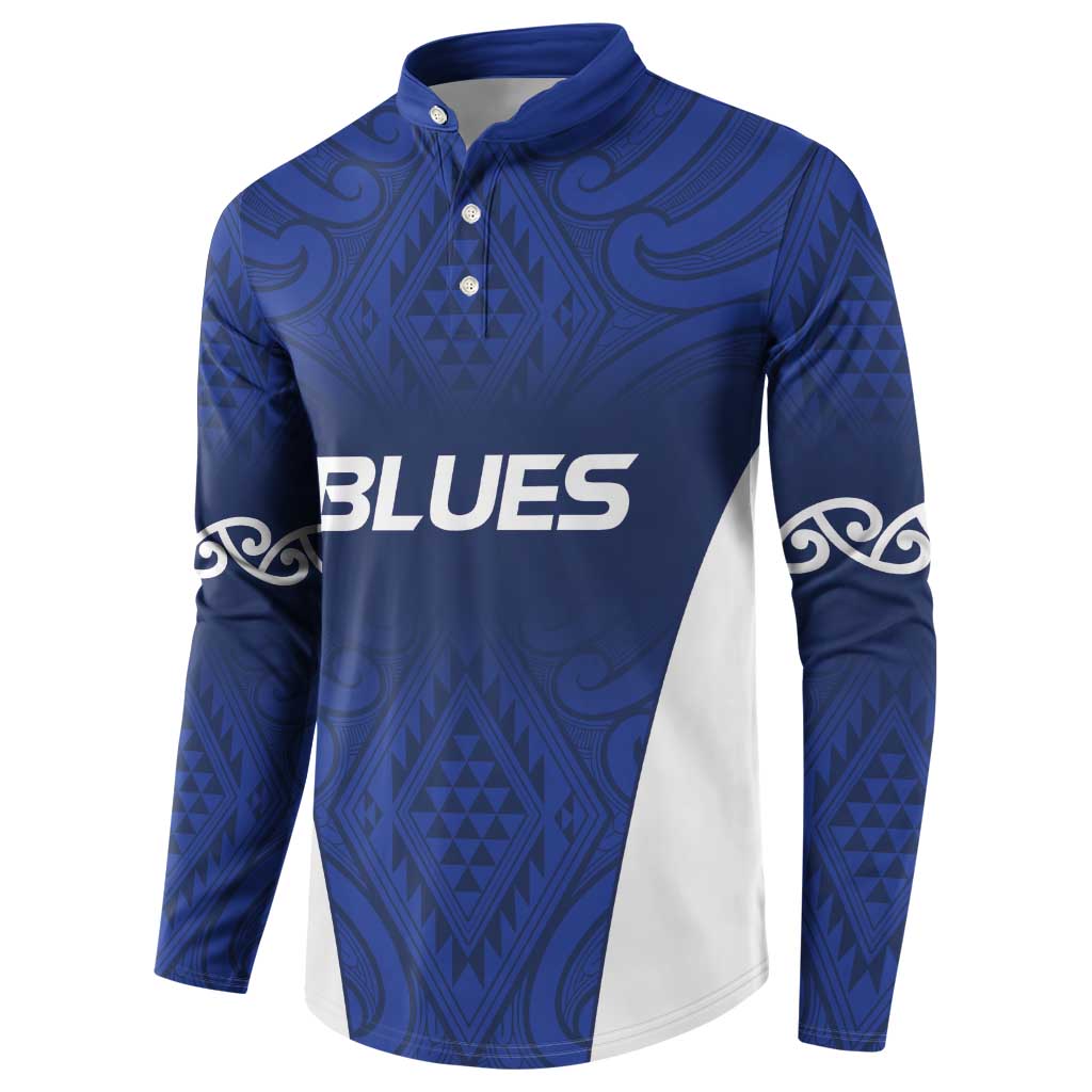 New Zealand Rugby Pacific Custom Button Sweatshirt Kahurangi Auckland All Blue